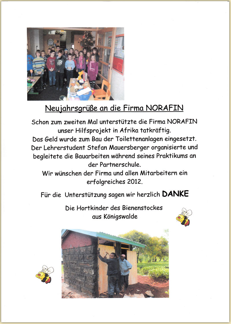 Neujahrsgrüße an die Firma Norafin